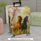 1-Piece Horse Floral Nature Scenic Artistic Colorful  Suitcase Luggage Cover, Stretch Protective Sleeve