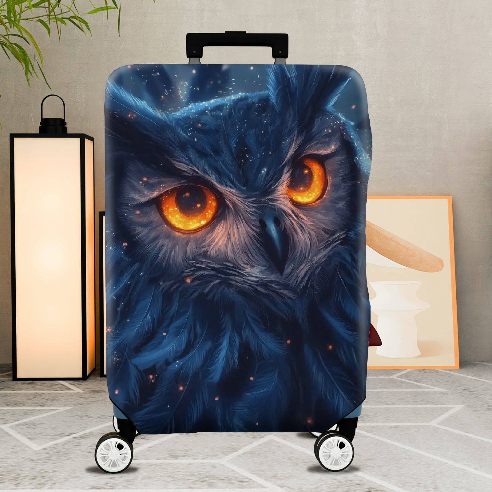 1-Piece Starry Night Owl Eyes Glitter Cosmic Universe  Suitcase Luggage Cover, Stretch Protective Sleeve