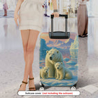 1-Piece Arctic Polar Bear Family Scenic Sunset Iceberg Wilderness  Suitcase Luggage Cover, Stretch Protective Sleeve