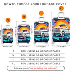 1-Piece Retro Sunset Truck Sky Artistic Colorful  Suitcase Luggage Cover, Stretch Protective Sleeve
