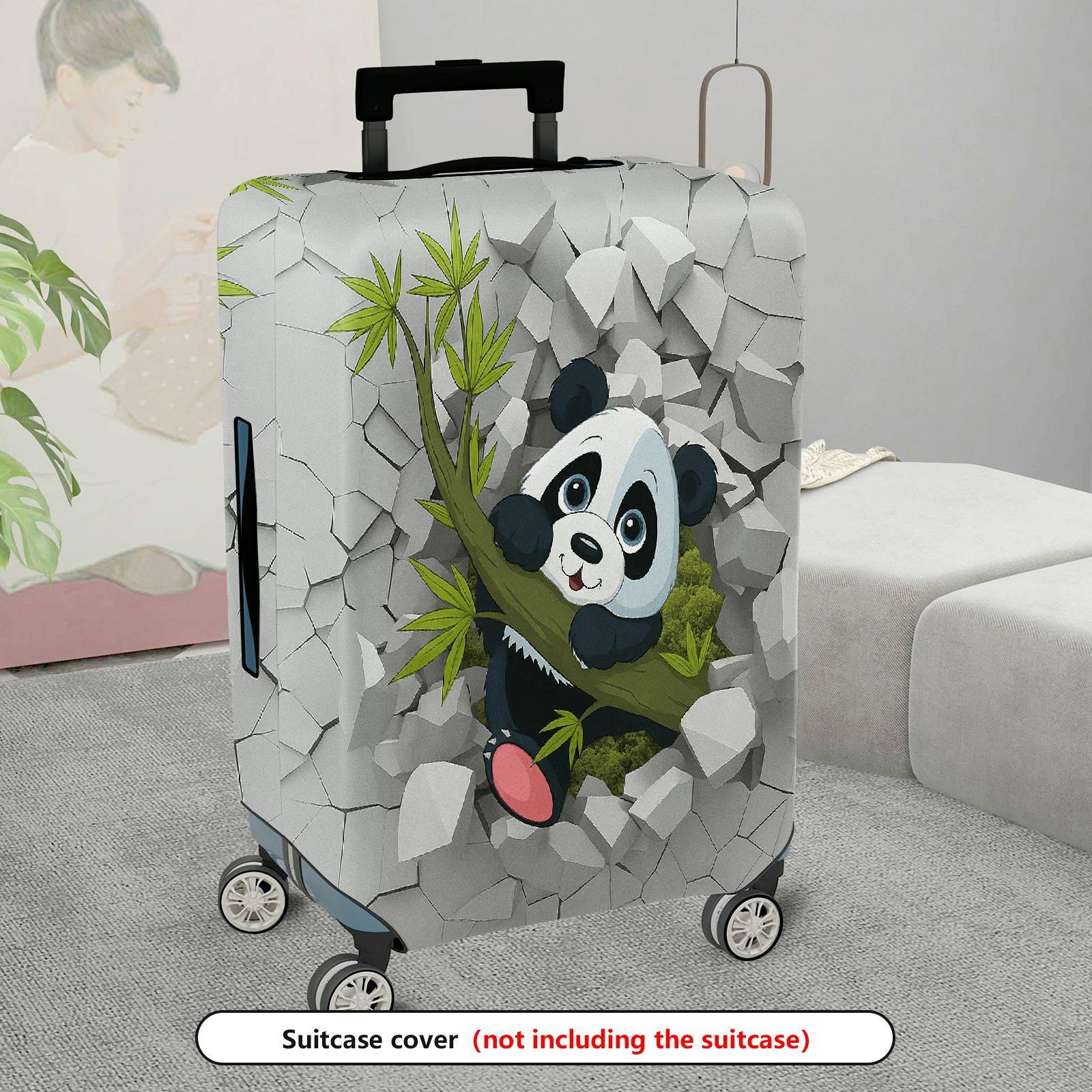 1-Piece Cute Panda  Stone Fun Animal  Suitcase Luggage Cover, Stretch Protective Sleeve