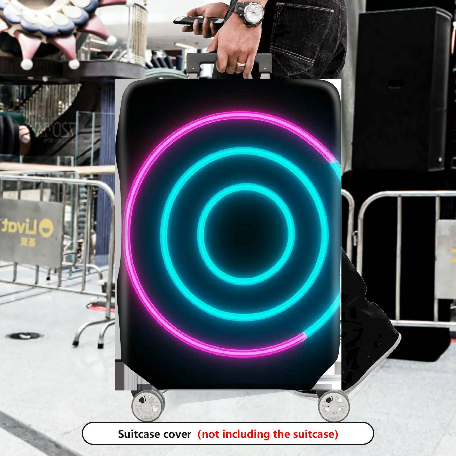 1-Piece Geometric Circle Modern Stylish Vivid  Suitcase Luggage Cover, Stretch Protective Sleeve