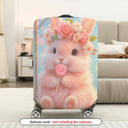 1-Piece Cute Floral Bunny Candy Swing Pastel  Suitcase Luggage Cover, Stretch Protective Sleeve