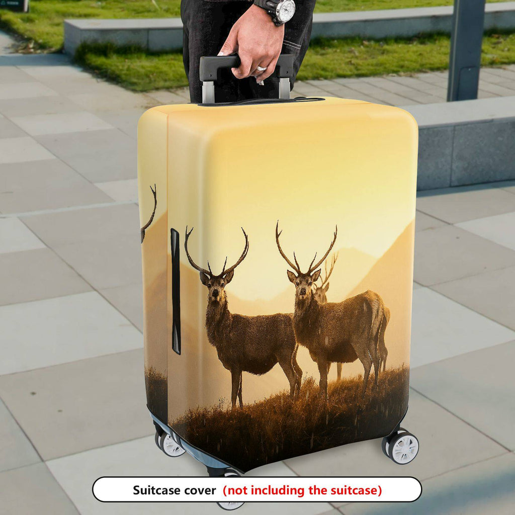 1-Piece Elegant Deer Mountain Nature Landscape Wildlife Sunlight  Suitcase Luggage Cover, Stretch Protective Sleeve