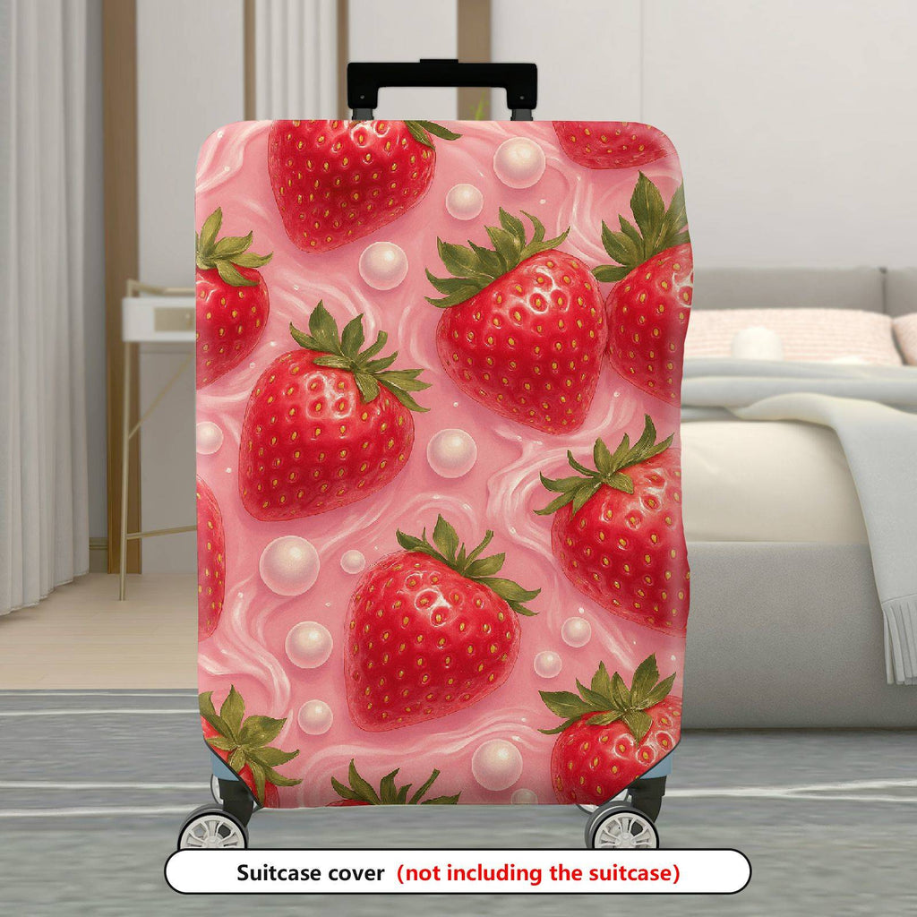 1-Piece Cute Strawberry Bubbles Pink Sweet Fun Colorful  Suitcase Luggage Cover, Stretch Protective Sleeve