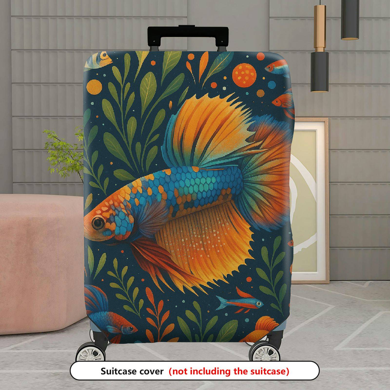 1-Piece Artistic Colorful Fish Nature Abstract Betta Design  Suitcase Luggage Cover, Stretch Protective Sleeve