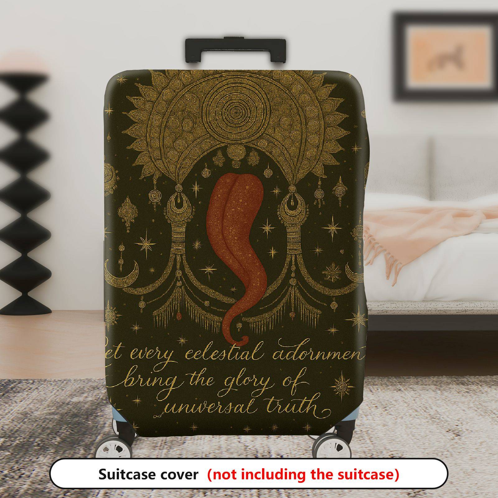 1-Piece Celestial Bohemian Universe Mystic Cosmic  Suitcase Luggage Cover, Stretch Protective Sleeve