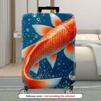 1-Piece Fish Water Bubbles Blue Orange Creative Artistic  Suitcase Luggage Cover, Stretch Protective Sleeve