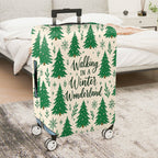 1-Piece Christmas Tree Winter Wonderland Snowflakes Festive Holiday  Suitcase Luggage Cover, Stretch Protective Sleeve