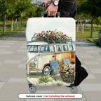 1-Piece Floral Beach Van Retro Nature Colorful  Suitcase Luggage Cover, Stretch Protective Sleeve
