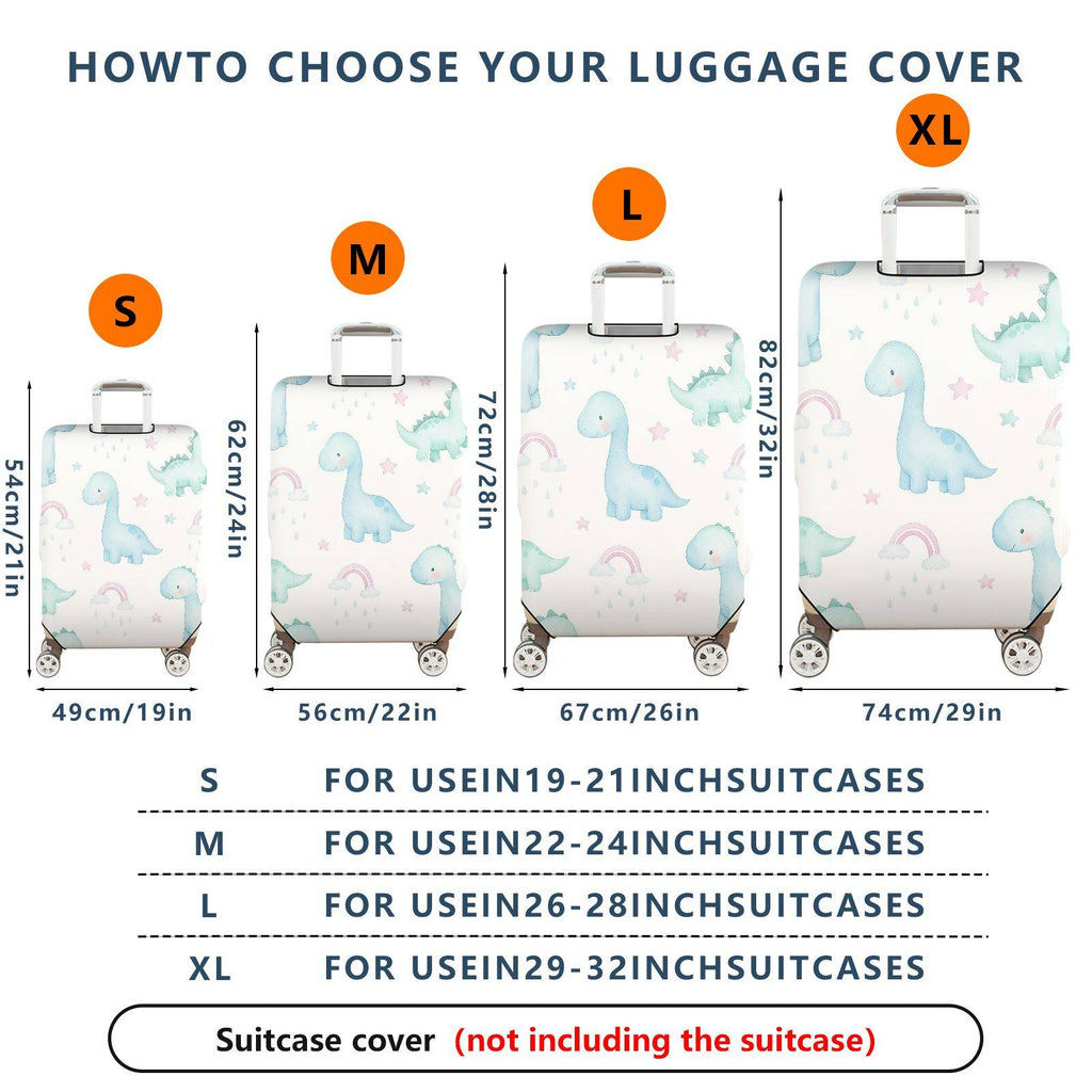 1-Piece Cute  Dinosaur Rainbow Star Cloud  Suitcase Luggage Cover, Stretch Protective Sleeve