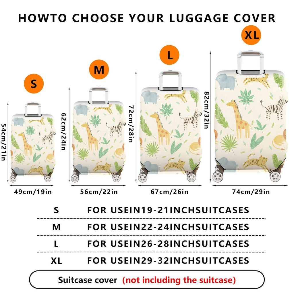 1-Piece Animal Jungle Safari Leaf Lion Giraffe  Suitcase Luggage Cover, Stretch Protective Sleeve