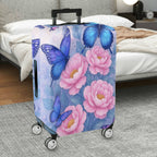 1-Piece Butterfly Floral Purple Pink Blue  Suitcase Luggage Cover, Stretch Protective Sleeve