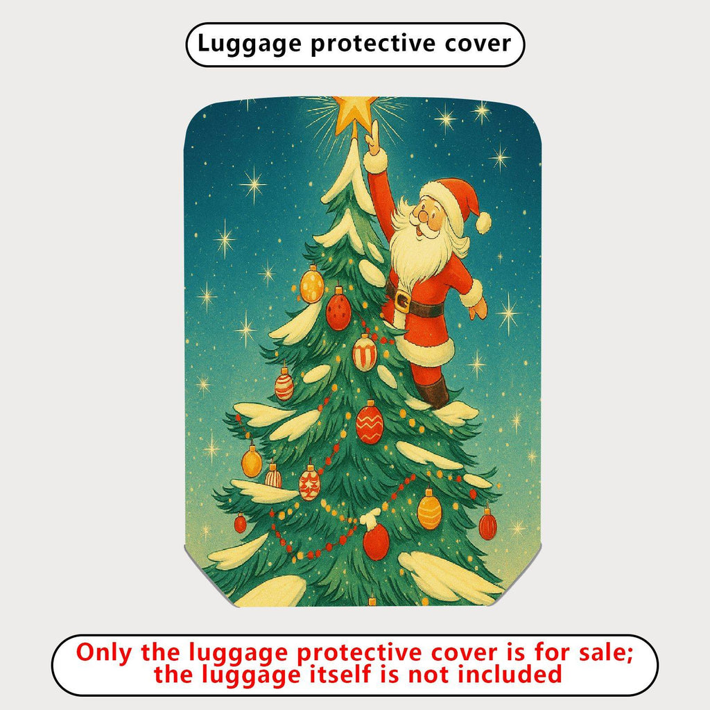 1-Piece Christmas Santa Claus Tree Decoration Star Holiday  Suitcase Luggage Cover, Stretch Protective Sleeve