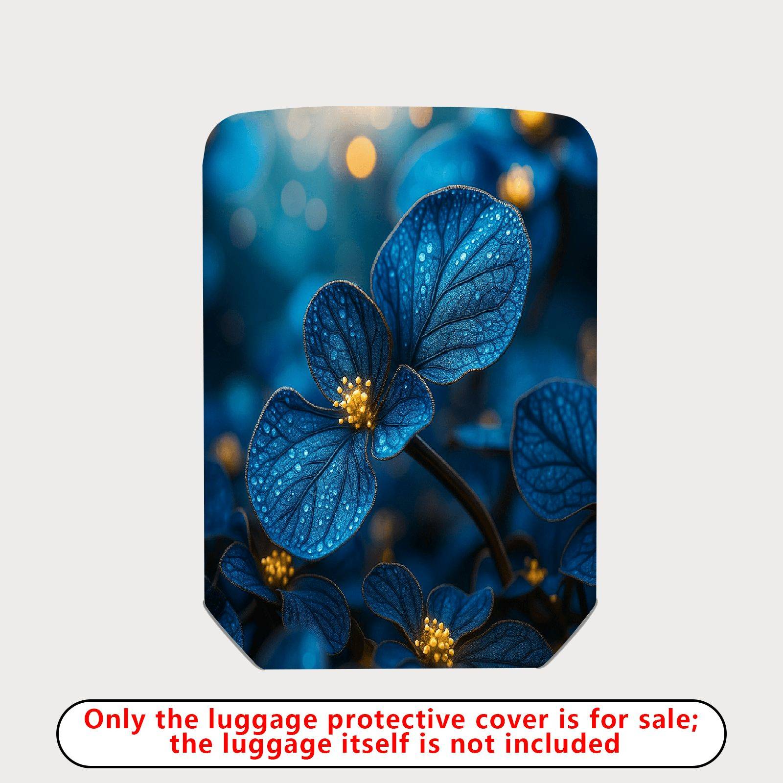 1-Piece Blue Floral Nature Abstract Artistic Elegant  Suitcase Luggage Cover, Stretch Protective Sleeve