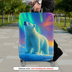 1-Piece Polar Bear Aurora Landscape Nature Wildlife  Suitcase Luggage Cover, Stretch Protective Sleeve