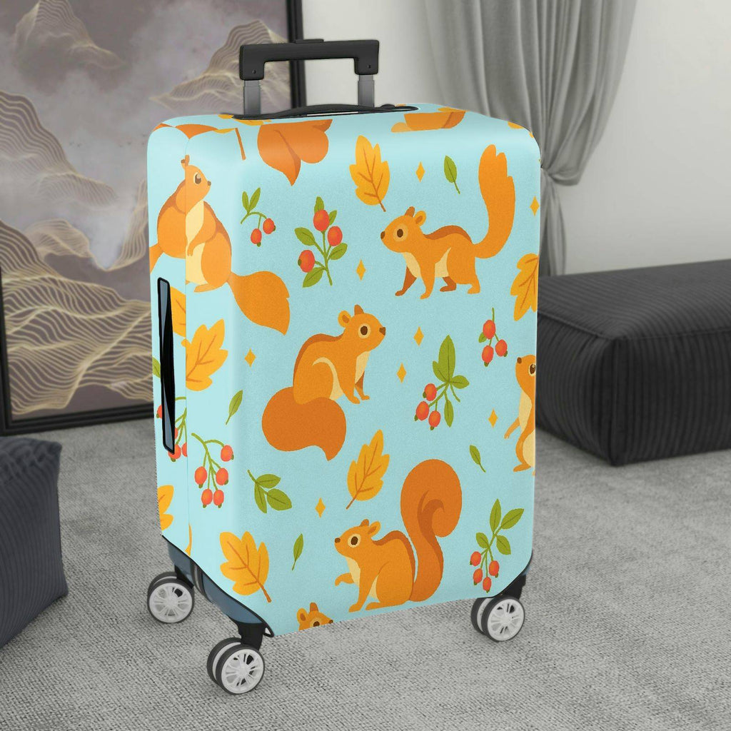 1-Piece Animal Autumn Leaf Cherry Squirrel Pattern  Suitcase Luggage Cover, Stretch Protective Sleeve