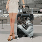 1-Piece Cute Cozy Cat Hugging Love Peace  Suitcase Luggage Cover, Stretch Protective Sleeve