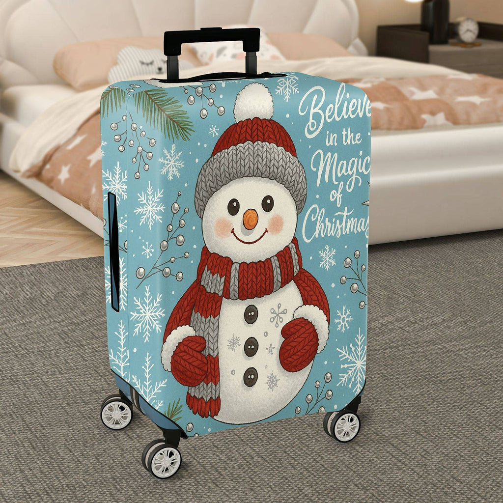 1-Piece Snowman Christmas Winter Holiday Festive Cheer  Suitcase Luggage Cover, Stretch Protective Sleeve