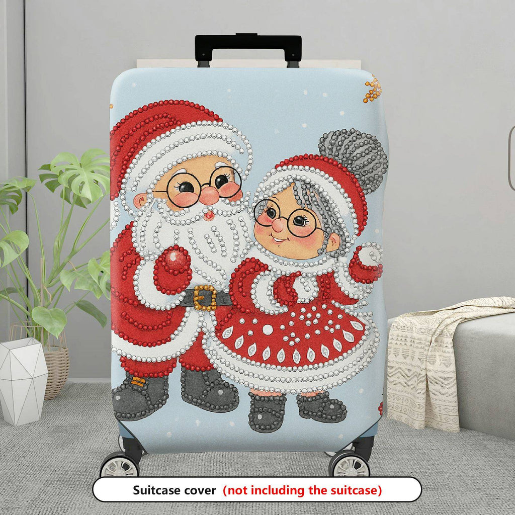 1-Piece Santa Claus Reindeer Snowflakes Holiday Christmas  Suitcase Luggage Cover, Stretch Protective Sleeve