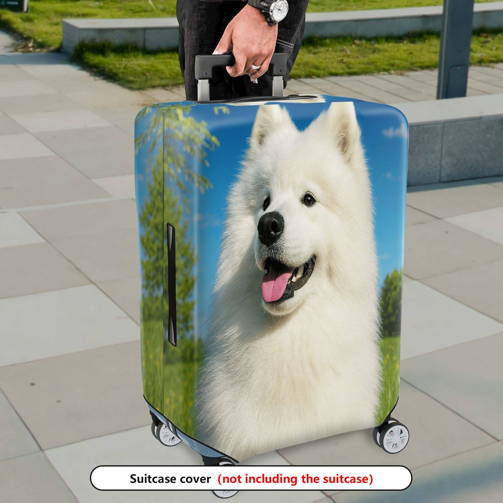 1-Piece Dog Animal Fluffy Cute Nature Smiling  Suitcase Luggage Cover, Stretch Protective Sleeve