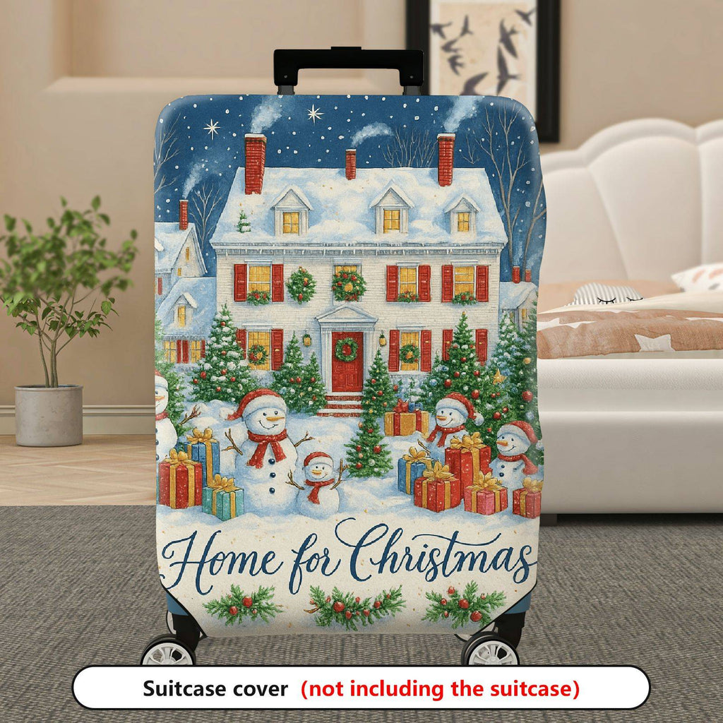1-Piece Snowman Christmas Celebration Winter Holiday Gift House  Suitcase Luggage Cover, Stretch Protective Sleeve