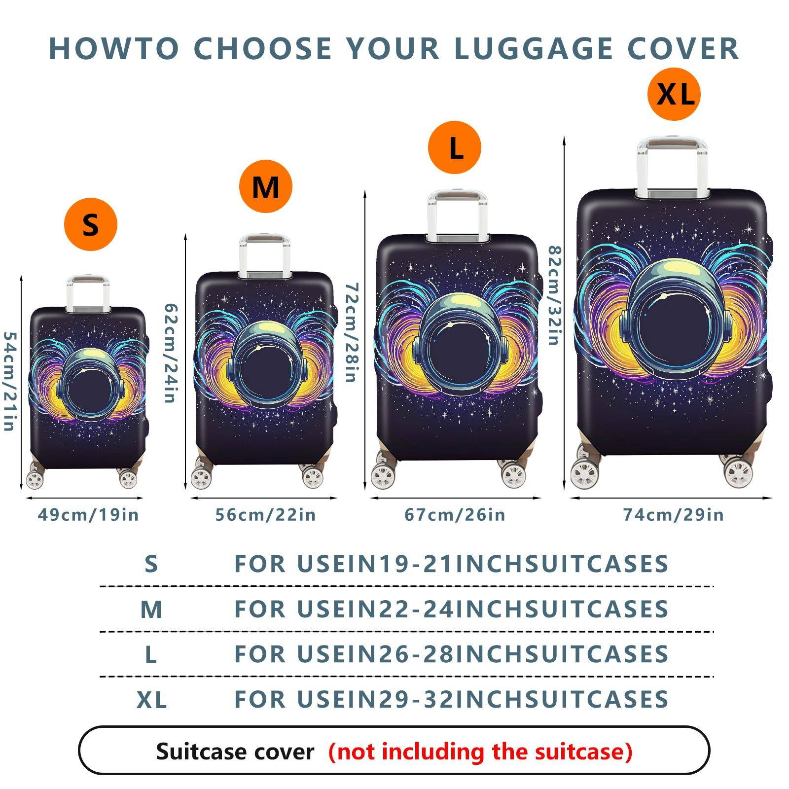 1-Piece Galaxy Astronaut Space Cosmic Colorful Starry  Suitcase Luggage Cover, Stretch Protective Sleeve