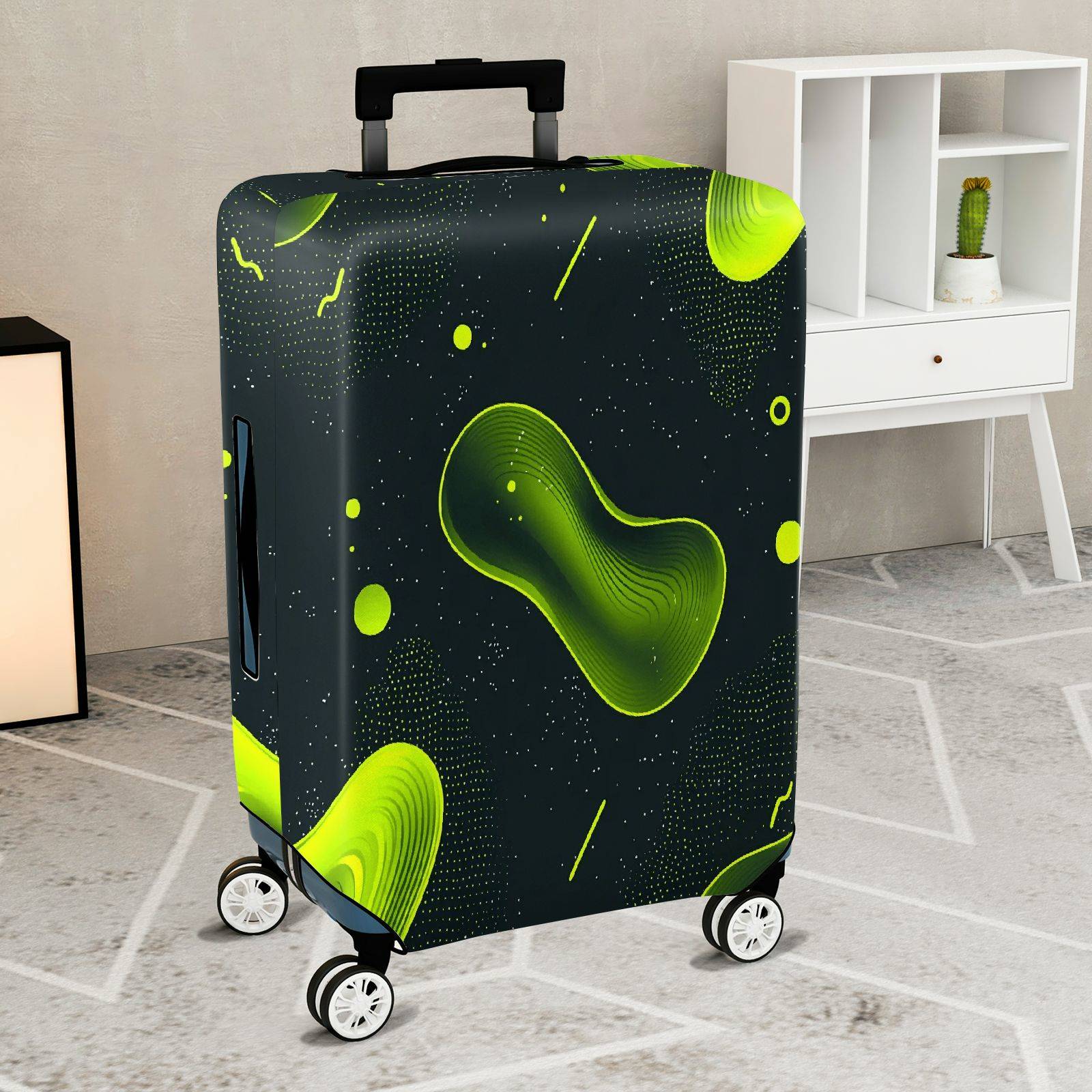 1-Piece Green Abstract  Pattern Cosmic Artistic Travel  Suitcase Luggage Cover, Stretch Protective Sleeve