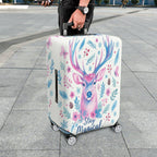 1-Piece Deer Floral Pattern Colorful Magical Holiday Seasonal  Suitcase Luggage Cover, Stretch Protective Sleeve