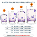 1-Piece Purple Butterfly Floral Pastoral Romantic Elegant  Suitcase Luggage Cover, Stretch Protective Sleeve