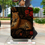 1-Piece Animal Floral Pattern Leopard Rose Leaf Art  Suitcase Luggage Cover, Stretch Protective Sleeve