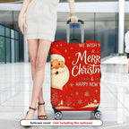 1-Piece Red Christmas Santa Snowflake New Year Holiday  Suitcase Luggage Cover, Stretch Protective Sleeve