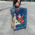 1-Piece Santa Reindeer Snowman Gifts Christmas Holiday  Suitcase Luggage Cover, Stretch Protective Sleeve