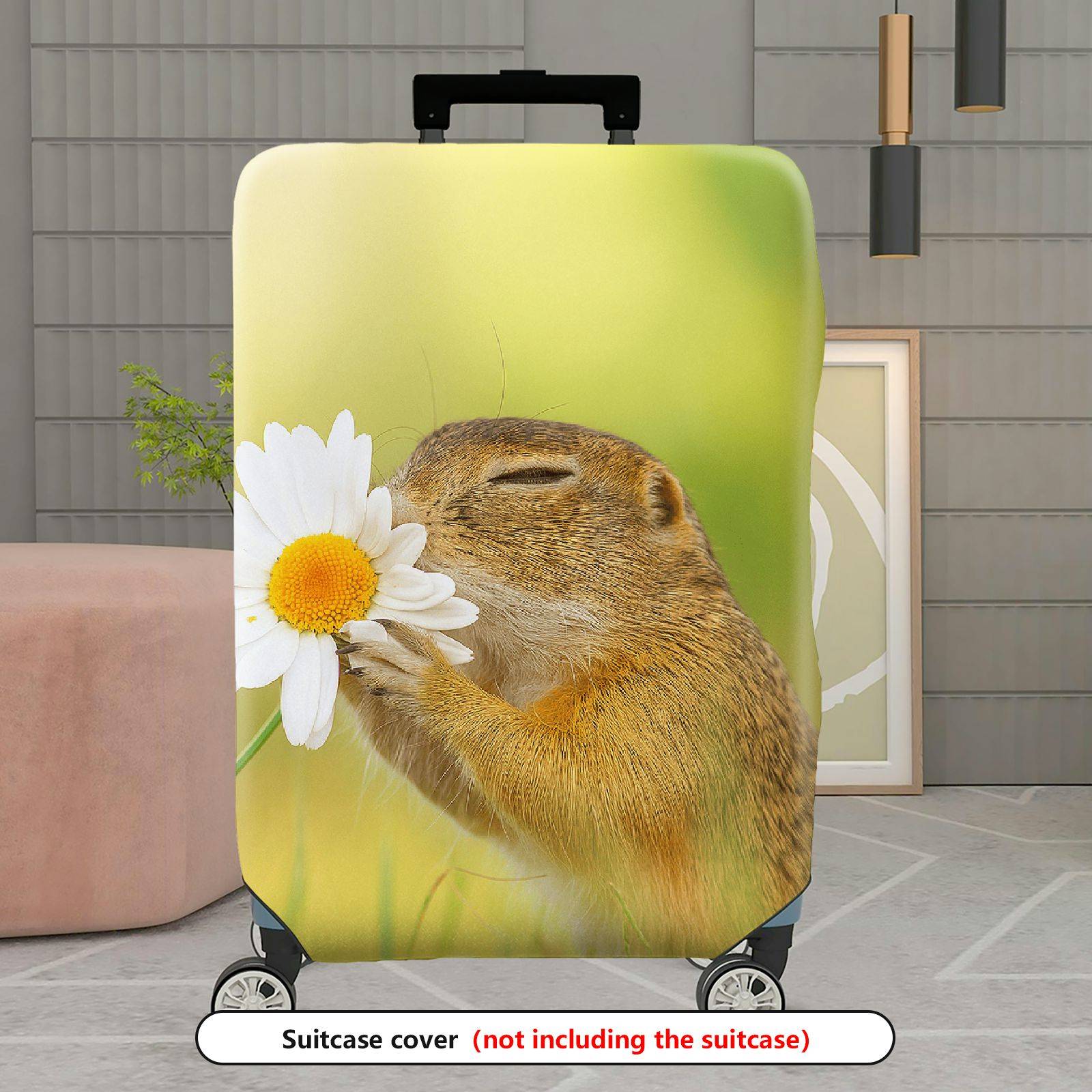 1-Piece Cute Animal Flower Nature Spring Travel  Suitcase Luggage Cover, Stretch Protective Sleeve