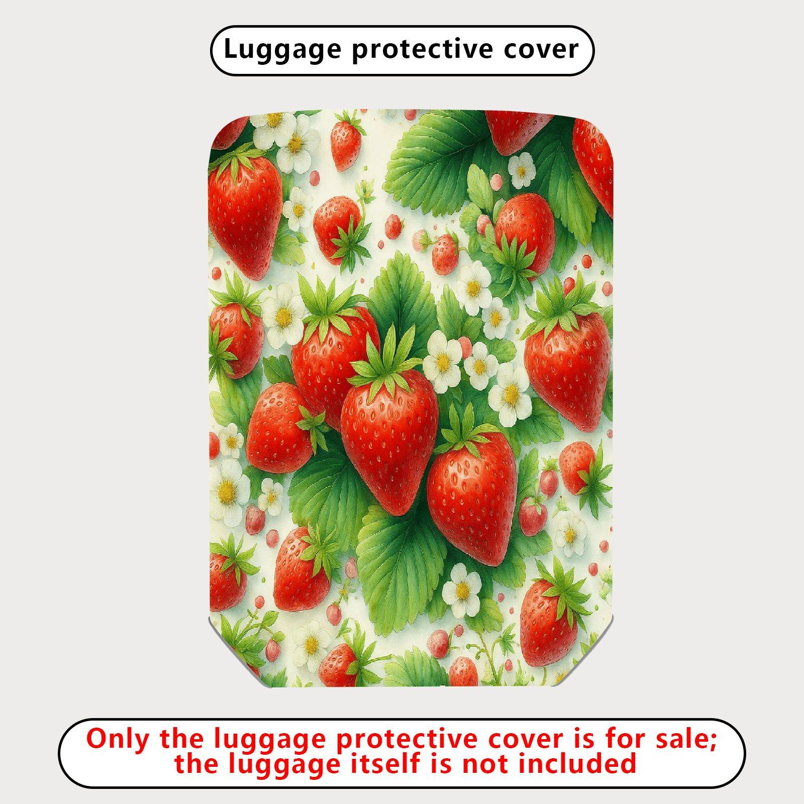 1-Piece Strawberry Floral Leaf Berry Fruit  Suitcase Luggage Cover, Stretch Protective Sleeve
