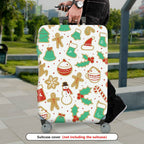 1-Piece Christmas Gingerbread Reindeer Snowman Festive Holiday  Suitcase Luggage Cover, Stretch Protective Sleeve