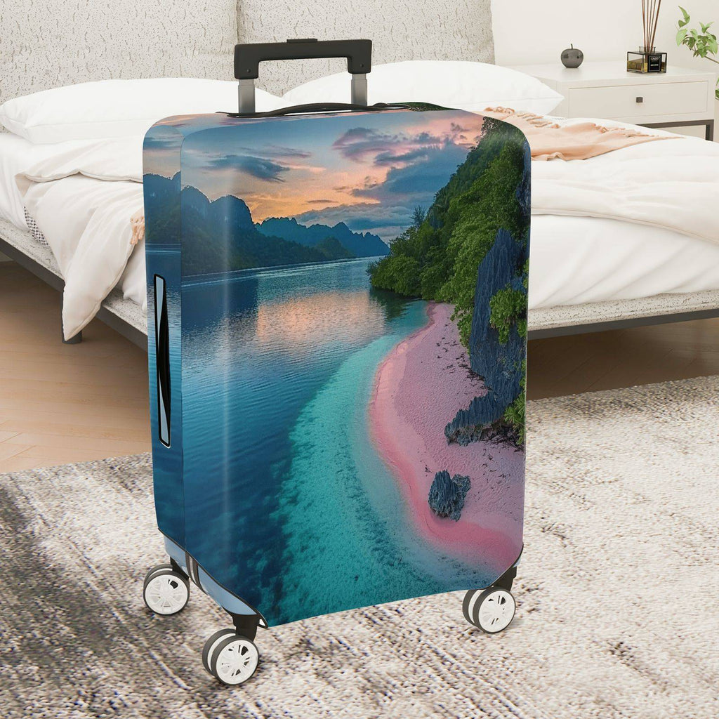 1-Piece Sunset Beach Ocean Nature Landscape Scenic  Suitcase Luggage Cover, Stretch Protective Sleeve
