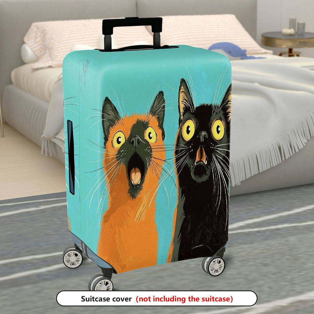 1-Piece Funny Colorful Cute Cat Abstract  Suitcase Luggage Cover, Stretch Protective Sleeve