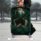 1-Piece Vintage Artistic Green Leaf Hand Pattern  Suitcase Luggage Cover, Stretch Protective Sleeve