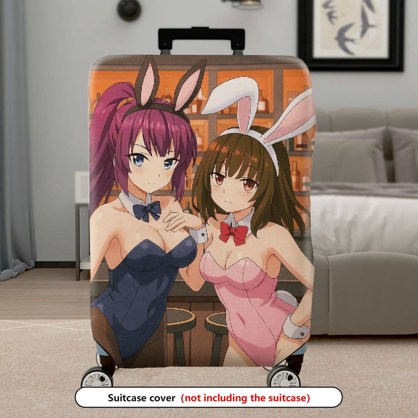1-Piece Anime Bunny Girl Bar Lounge  Character Decorative  Suitcase Luggage Cover, Stretch Protective Sleeve