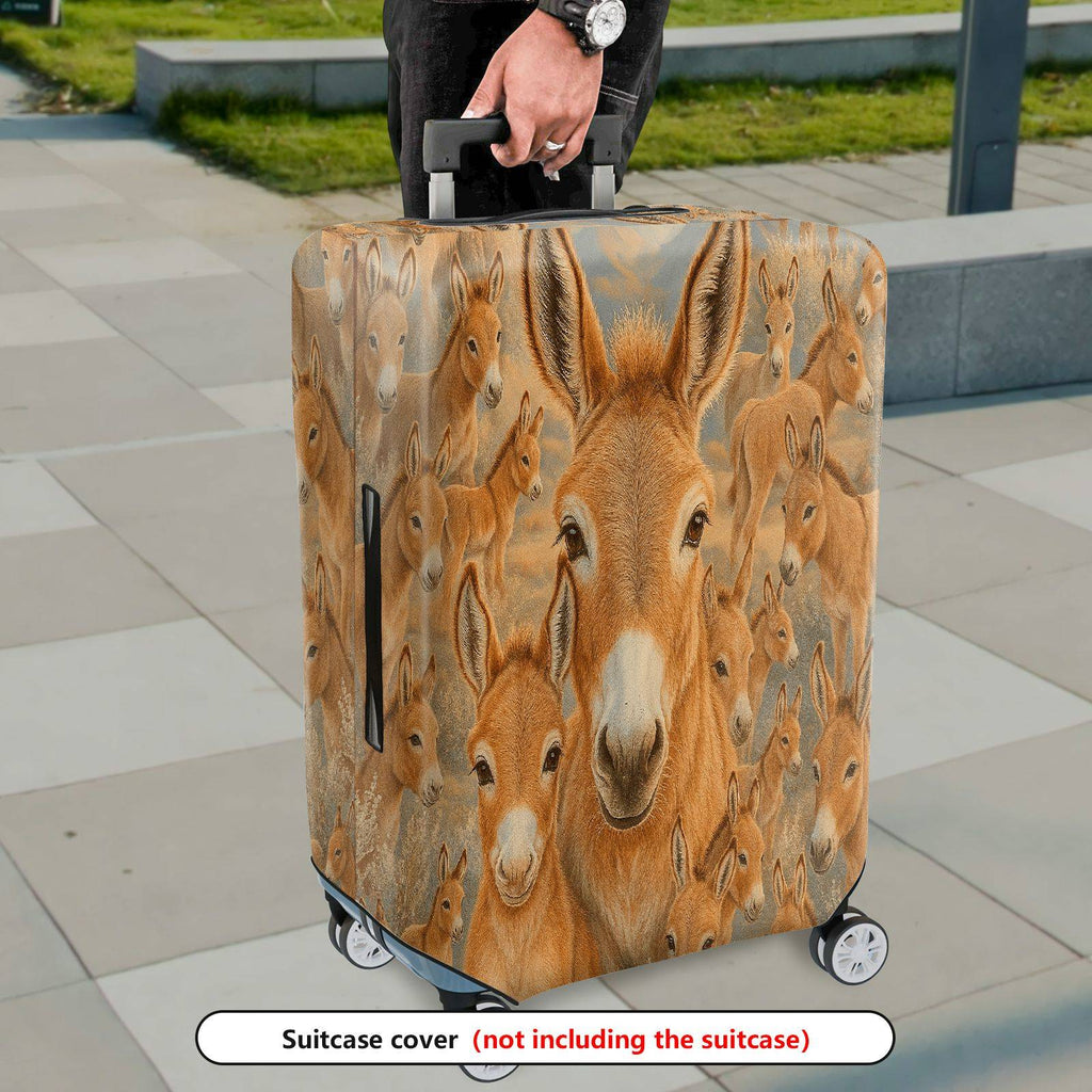 1-Piece Donkey Animal Nature Wilderness Art Cute  Suitcase Luggage Cover, Stretch Protective Sleeve