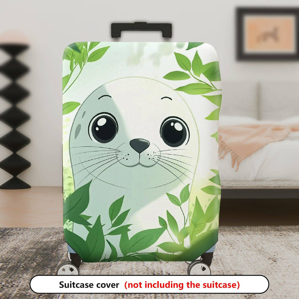 1-Piece Seal Green Leaves Nature Wildlife Cute  Suitcase Luggage Cover, Stretch Protective Sleeve