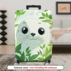 1-Piece Seal Green Leaves Nature Wildlife Cute  Suitcase Luggage Cover, Stretch Protective Sleeve