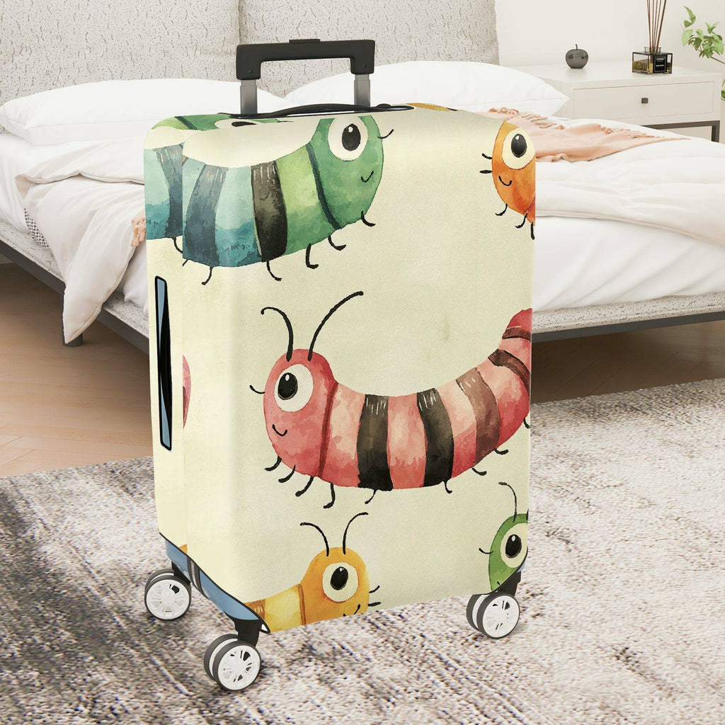 1-Piece Colorful Cute  Caterpillar Animal Fun Playful  Suitcase Luggage Cover, Stretch Protective Sleeve