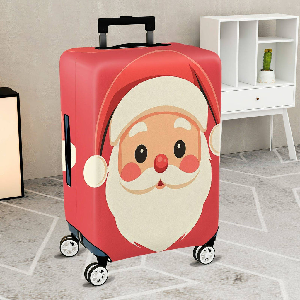 1-Piece Santa Claus Cute Red Christmas Holiday Festive  Suitcase Luggage Cover, Stretch Protective Sleeve