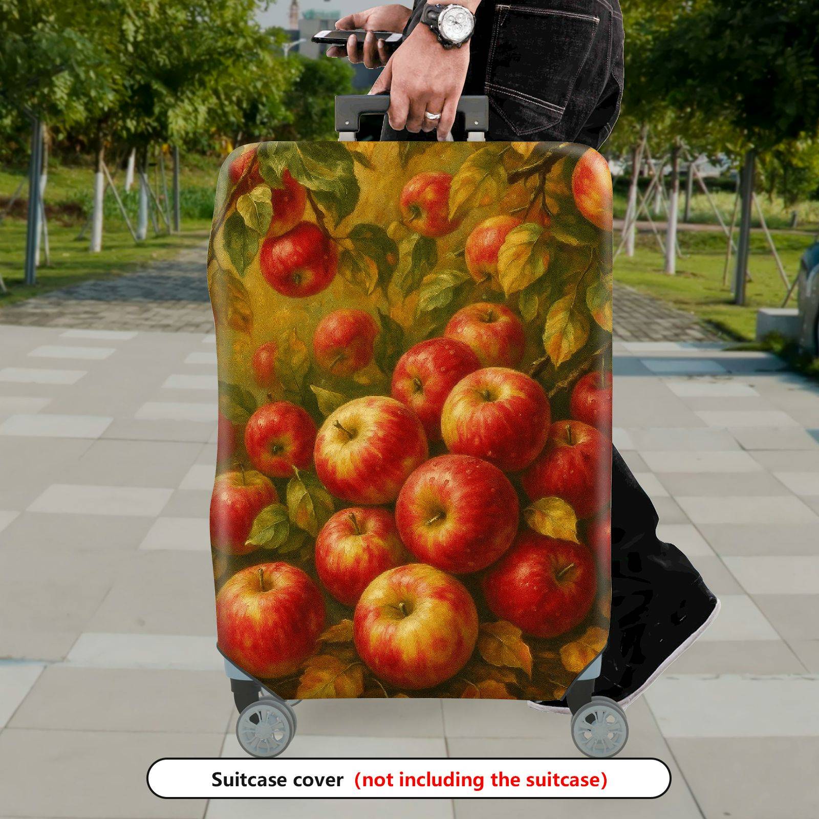 1-Piece Apple Orchard Autumn Vintage Nature Fruit  Suitcase Luggage Cover, Stretch Protective Sleeve