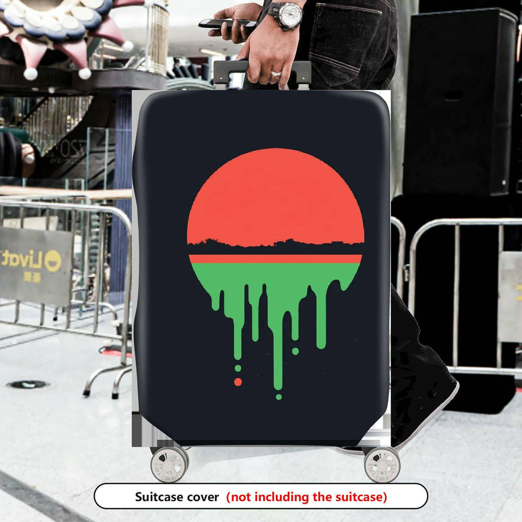 1-Piece Sunset Horizon Dripping Abstract Landscape Art  Suitcase Luggage Cover, Stretch Protective Sleeve