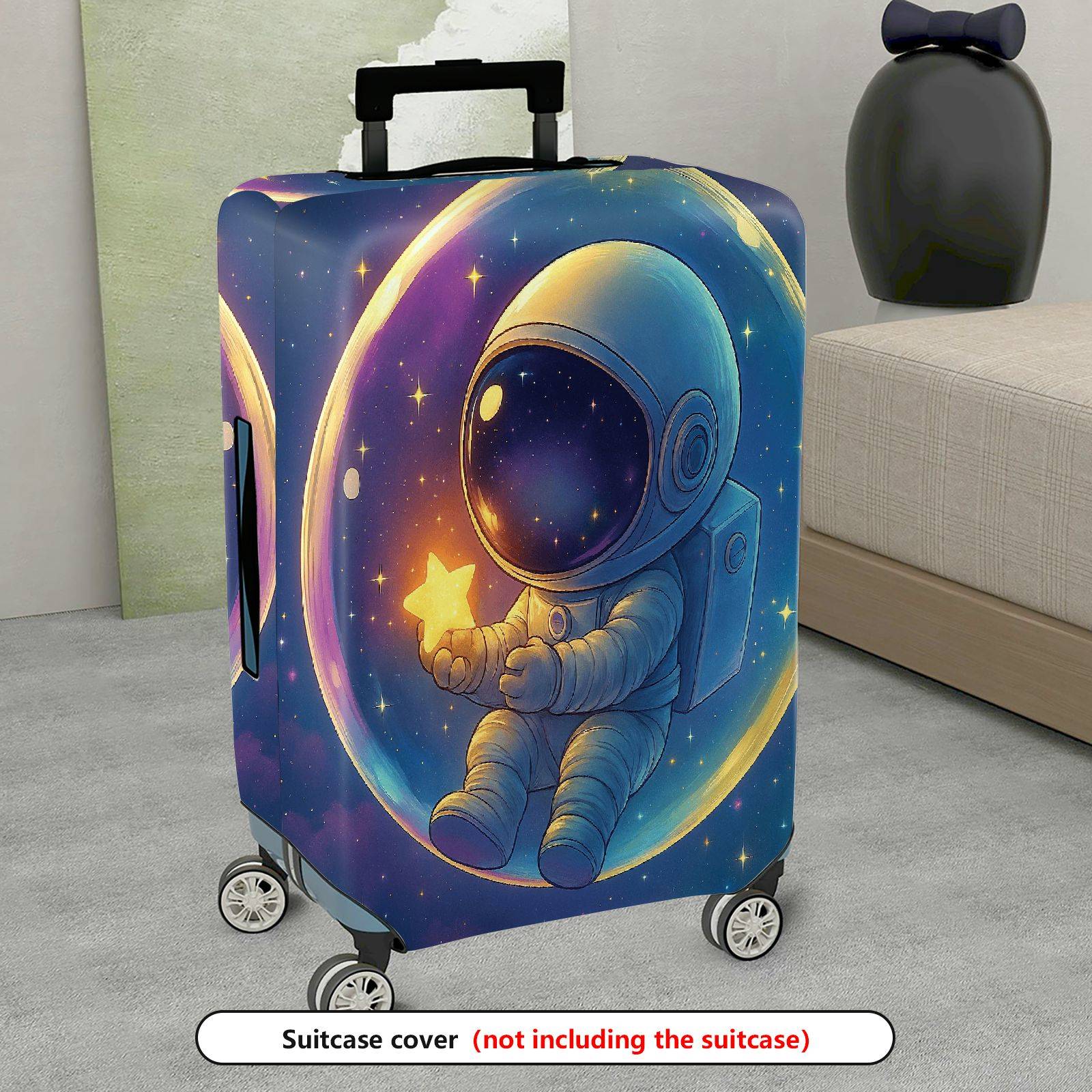 1-Piece Astronaut Galaxy Star Planet Universe Space  Suitcase Luggage Cover, Stretch Protective Sleeve