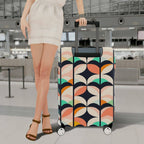 1-Piece Retro Colorful Leaf Geometric Abstract Vibrant  Suitcase Luggage Cover, Stretch Protective Sleeve