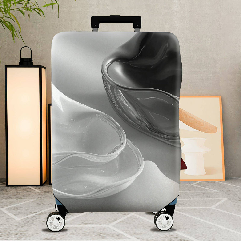 1-Piece Abstract Modern Artistic Minimalist Black White Swirl  Suitcase Luggage Cover, Stretch Protective Sleeve